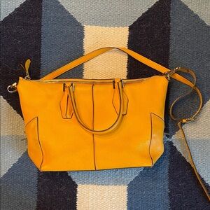 Tod's Mustard Yellow Leather Tote